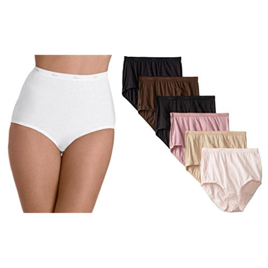 Hanes Women's 6Pack Assorted Cotton Briefs Ladies Panties Underwear 7