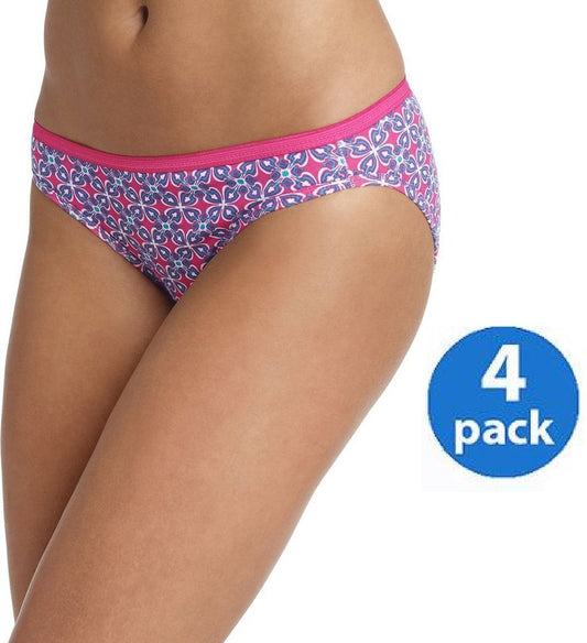 Hanes Women's 4Pack 100% Cotton Bikini Underwear Ladies Panties, Assorted 6