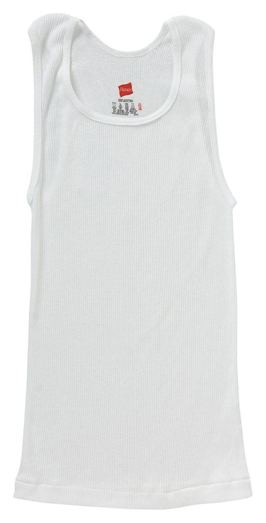 Hanes Big Boys' 3-Pack Tagless Tanks - white, 18 - 20