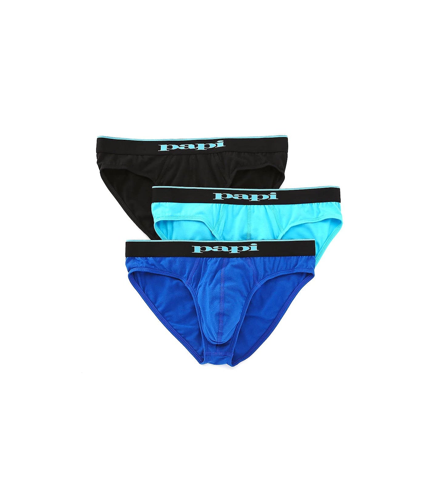 Papi Men's 3-Pack Cotton Stretch Brief, Black/Cobalt/Blue, X-Large