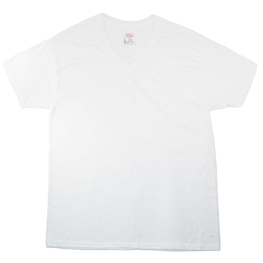 Hanes Mens Cotton ComfortSoft Tagless White V Neck Shirts (Pack of 6), XL, White
