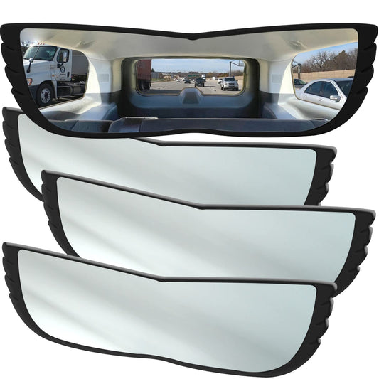 Angel View Wide-Angle Rearview Mirror, As Seen On TV Black Convex Car Mirror Installs in Seconds and Fits Most Cars, SUVs & Trucks, Holiday Gift, 4 Pack