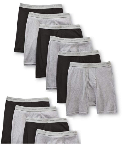 Hanes Men's 10-Pack Tagless Comfort Flex Waistband Boxer Briefs - Black/Grey 234W10 (XL)