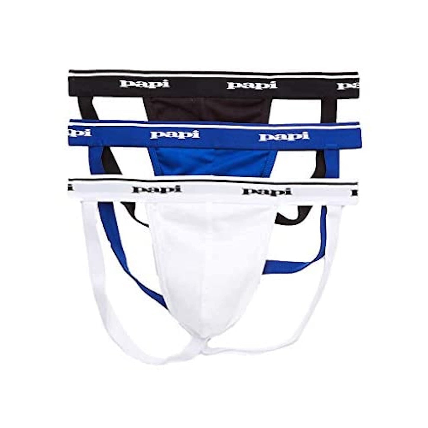 papi Men's 3-Pack Jockstrap, Athletic Supporter, Breathable Male Workout Underwear, Lychee/Prince Blue/Black, X-Large