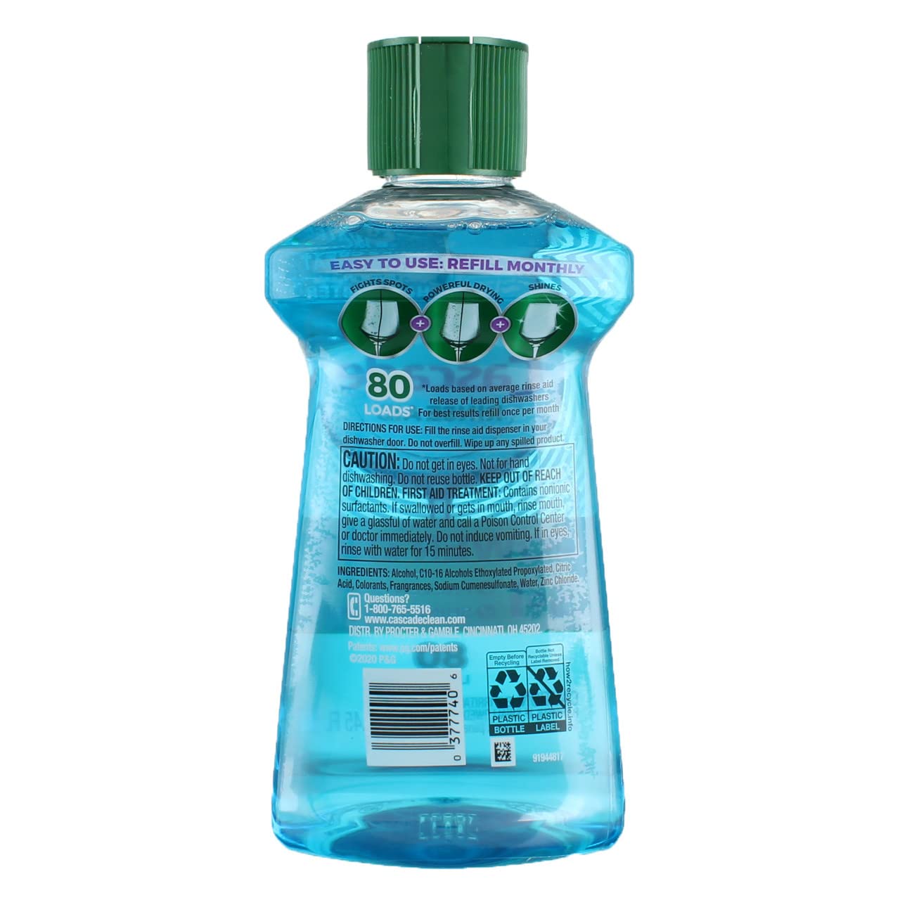 Cascade Rinse Aid Platinum, Dishwasher Rinse Agent, Regular Scent, 8.45 Ounce, (Pack of 3)