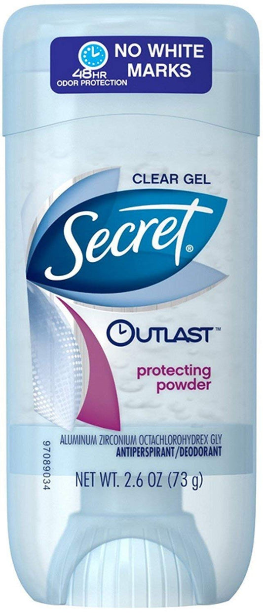 Secret Deodorant Outlast Clear Gel Protecting Powder 2.6 Ounce (76ml) (6 Pack)