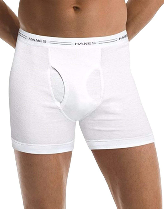 Hanes Men's TAGLESS Boxer Briefs with Comfort Flex Waistband 5-Pack, White, Large