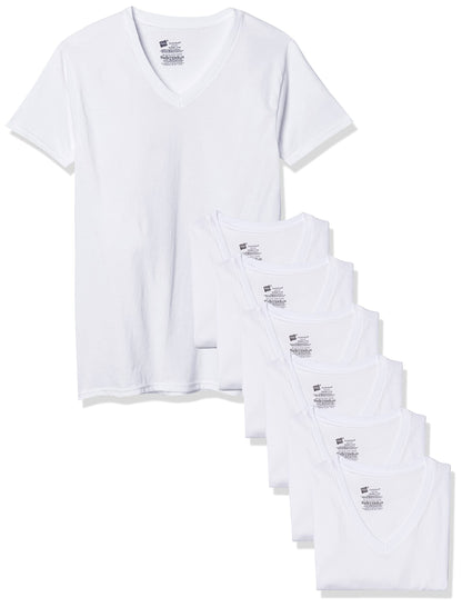 Hanes Men's Red Label '7 Pack' ComfortSoft V-Neck T-Shirt (White, X-Large Tall)