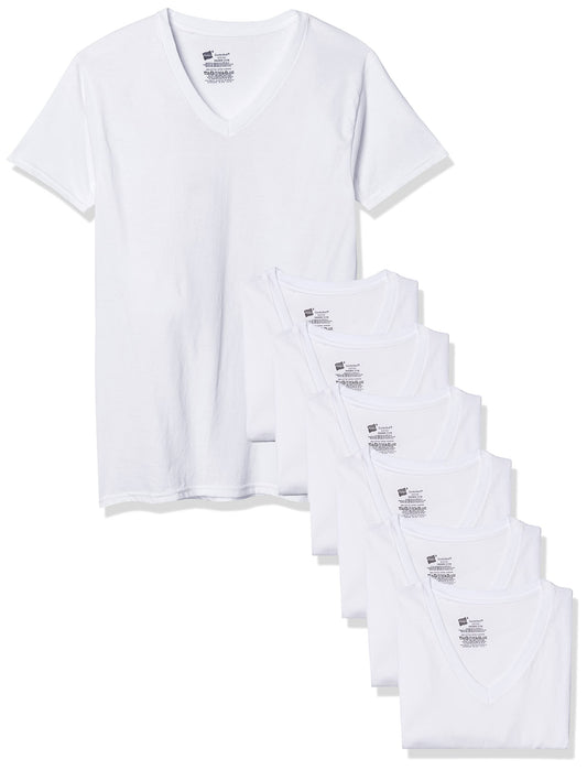 Hanes Men's Red Label '7 Pack' ComfortSoft V-Neck T-Shirt (White, X-Large Tall)
