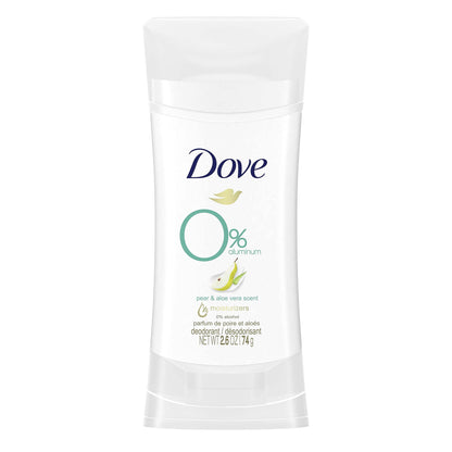 Dove Aluminum Free Deodorant Stick Non irritating for Underarm Care Pear Aloe Vera Kindest, Fresh, 2.6 Oz