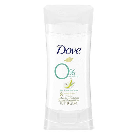 Dove Aluminum Free Deodorant Stick Non irritating for Underarm Care Pear Aloe Vera Kindest, Fresh, 2.6 Oz