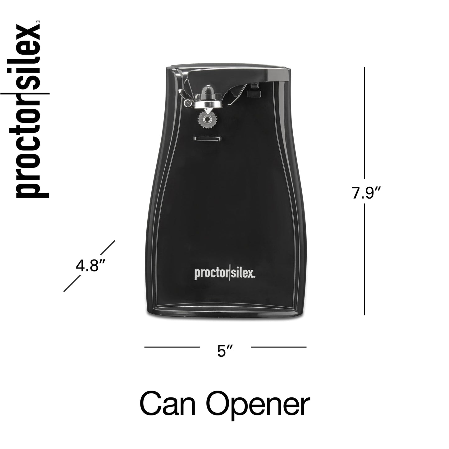 Proctor Silex Power Electric Automatic Can Opener for Kitchen with Knife Sharpener, Twist-off Easy-Clean Lever, Cord Storage, Black (75217PS)