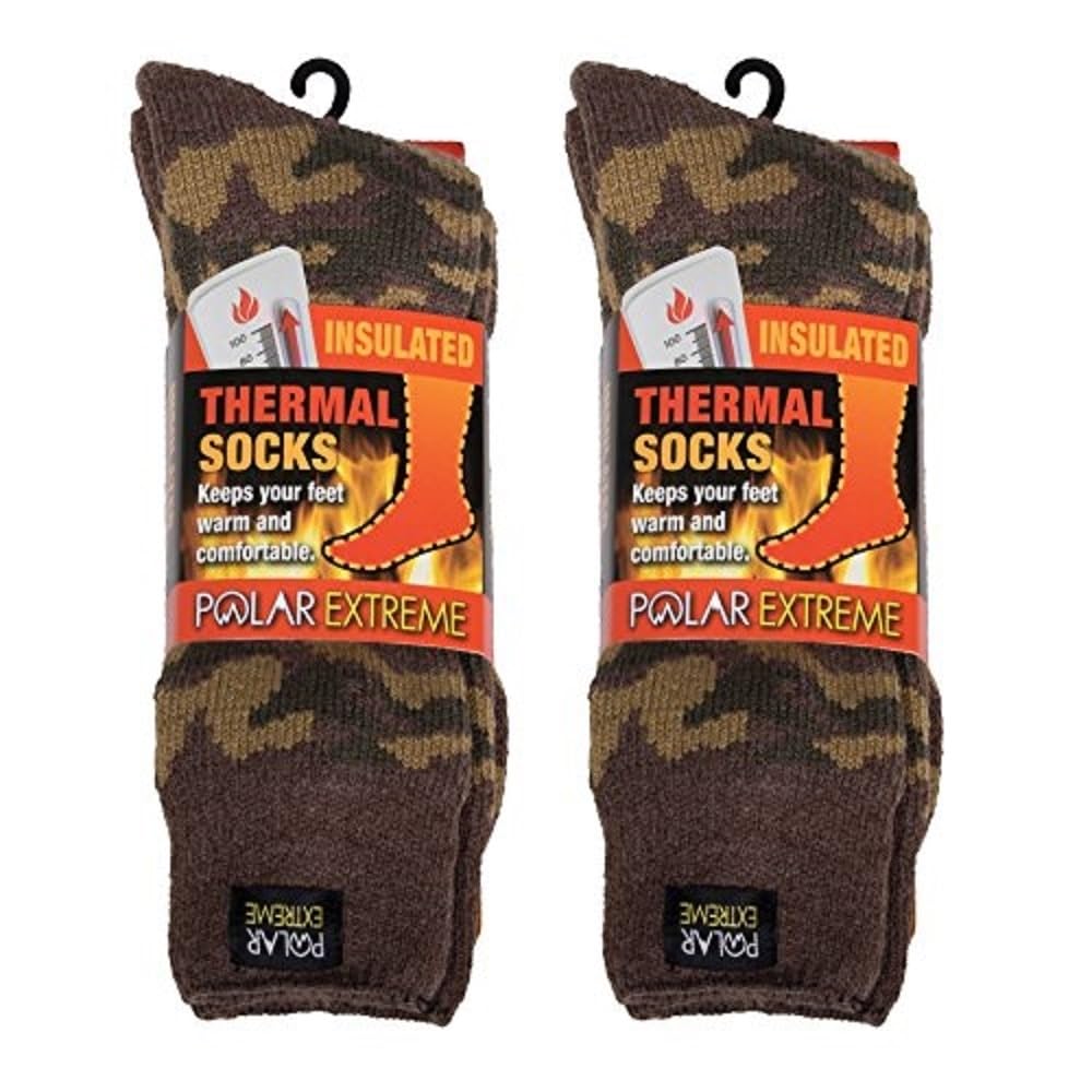 Polar Extreme Insulated Thermal Socks - Green Camouflage (Pack of 2)