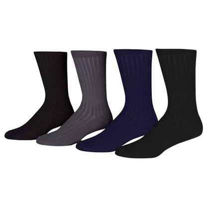 Melvado Mens Crew Socks Cotton Rich Everyday Dress Socks Set (Black 4-Pack)