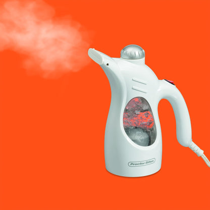 Proctor Silex Handheld Garment Steamer for Clothes, Fabric and Drapes, Continuous Steam, Portable Wrinkle-Remover for Home and Travel, Vacation Essentials, 120/240 Volt, 800W, White (11579PS)