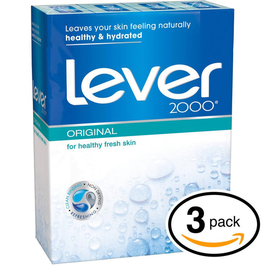 (PACK OF 3 BARS) Lever 2000 ORIGINAL SCENT Bar Soap for Men & Women. NON-DRYING! Great for Healthy Feeling Hands, Face & Body! (3 Bars, 4.0oz Each Bar)
