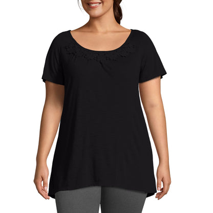 Just My Size Women's Plus-SizeSlub Jersey Tunic with Crochet Collar