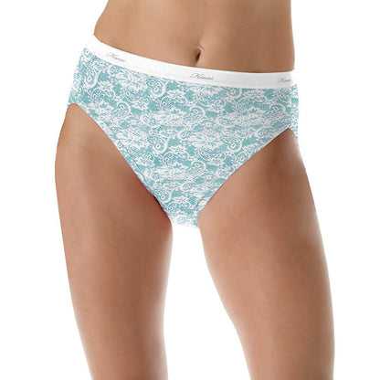 Hanes Women's No Ride Up Cotton Hi-Cut Panties 6-Pack, Lace, Size - 8