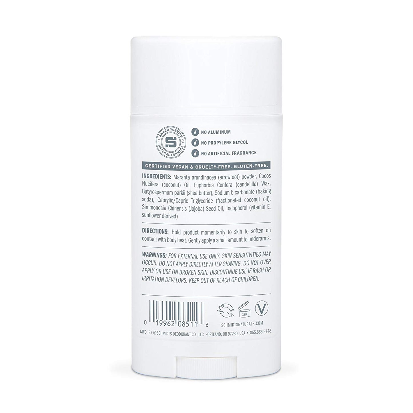 Schmidt's Deodorant - Fragrance-Free, Unscented, Aluminum-Free Odor Protection & Wetness Relief, 3.25 Ounce (Pack of 3)