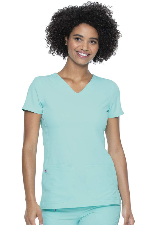 Heartsoul Break On Through Women Scrubs Top Shaped V-Neck 20710, M, Tranquil Sea - Medium,Tranquil Sea