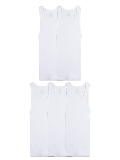 Fruit of the Loom boys Cotton Tank Top Undershirt (Multipack) Underwear, - 5 Pack White, X-Small US