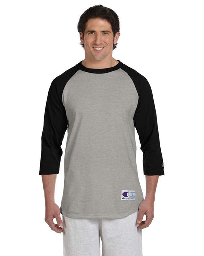 Champion Adult 5.2 oz. Raglan T-Shirt L OXF GRY HT/ GOLD