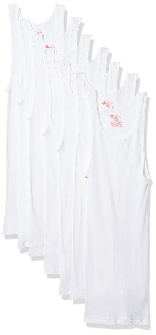 Hanes Ultimate Men's 7-Pack ComfortSoft Tank (Large, White, Size Large (42-44)
