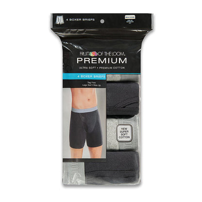 Fruit of the Loom Men's Premium Boxer Brief (4 Pack), Black/Gray, X-Large