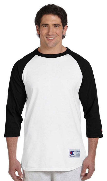 Champion Men's Raglan Baseball T-Shirt, White/C Gold, X-Large