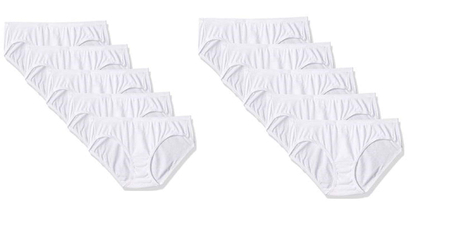 Hanes Women Comfort Cotton Hipster Panties 10-Pack, White, 5