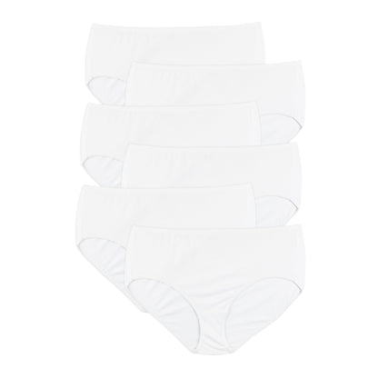 Hanes Women's Plus Size Cool Comfort Cotton Brief 6-Pack, White, 9