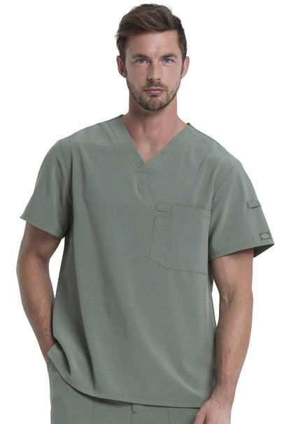 Dickies EDS Essentials Men Scrubs Top Tuckable V-Neck Plus Size DK635, 2XL, White