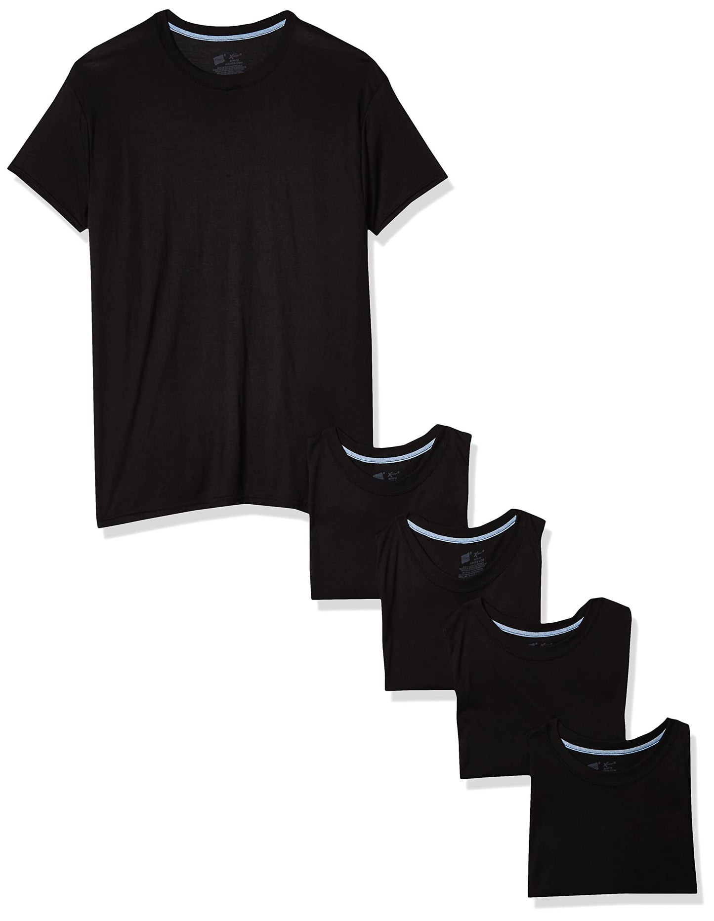 Hanes Men's 5-Pack X-Temp Comfort Cool Dyed Crewneck Undershirt (Medium (38-40), Black)
