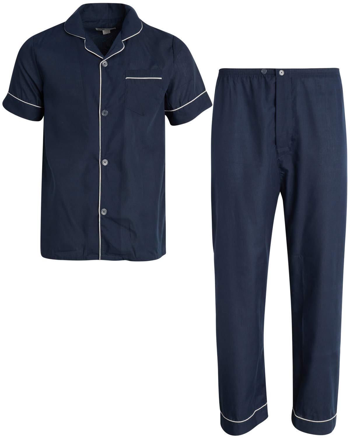 Ten West Apparel Men's 2-Piece Pajama Set with Short Sleeve Shirt and Long Pants, Size Small, Burgundy