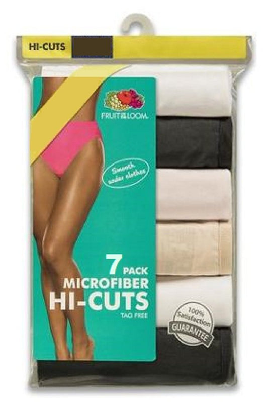Fruit of the Loom Women's 7-Pack Microfiber Assorted Hi-Cut Panties 7DMF251 (9 / 2XL (HIPS 44"-45"))