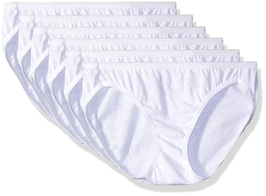 Hanes Women's 6 Pack Cotton Bikini Panty, White, Medium