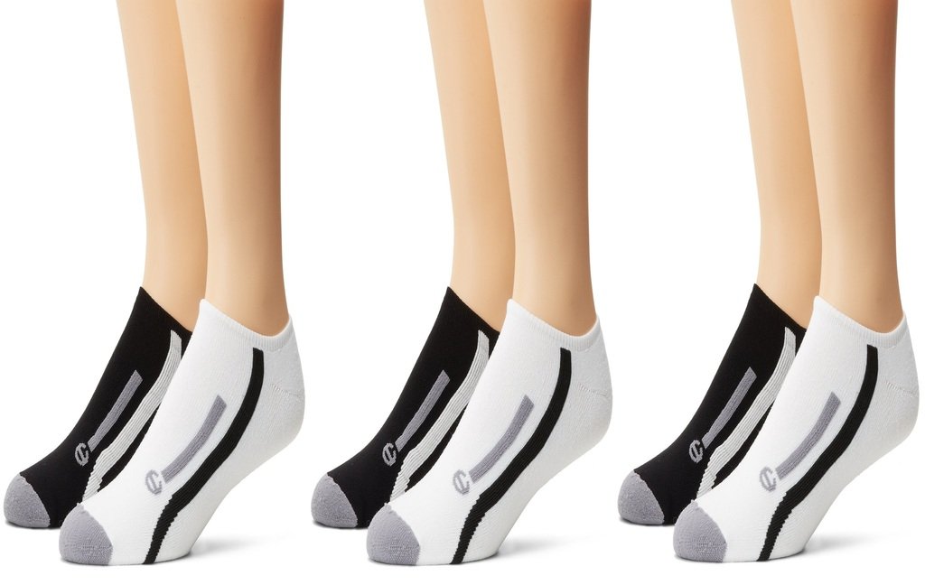 Champion Men's 6Pack Black & Grey Stripe No-Show Athletic Low Cut Socks, 6-12