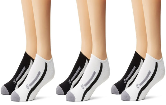 Champion Men's 3Pack Black & Grey Stripe No-Show Athletic Low Cut Socks, 6-12
