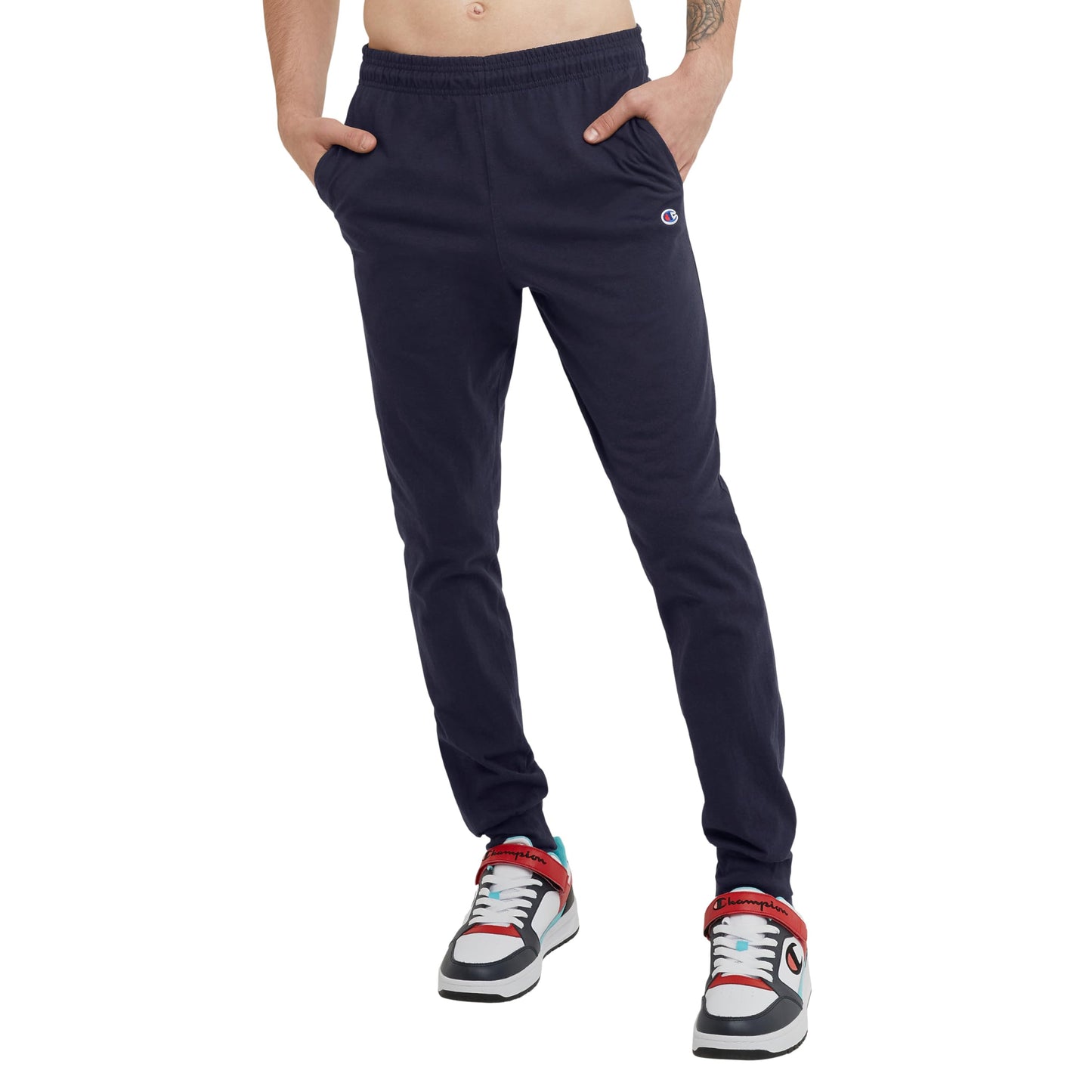 Champion Mens Joggers, Everyday Cotton, Lightweight Lounge Knit For Men, 31" Sweatpants, Oxford Gray C Patch Logo, X-Large US