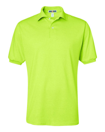Jerzees Men's 2 Button Placket Welt Knit Collar Polo Shirt, Small, Safety Green