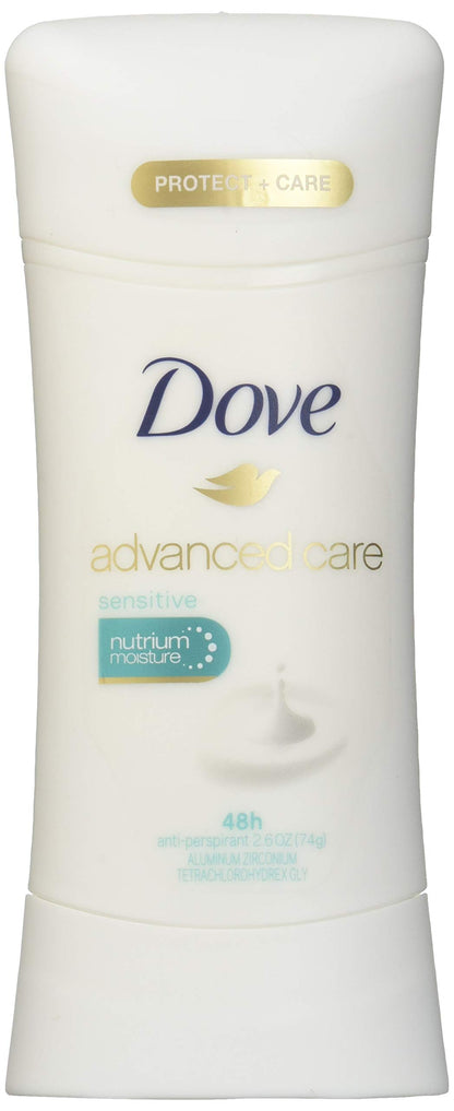 Dove Deodorant 2.6 Ounce Anti-Perspirant Sensitive Stick, 3 Pack, Unscented