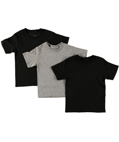 Hanes Red Label Boys' Dyed Crewneck T-Shirt 3-Pack, L-Black/Grey