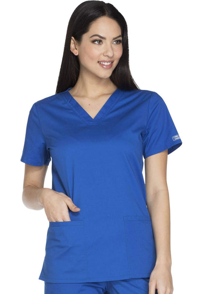 Scrubs for Women Workwear Core Stretch V-Neck Top, Soft Brushed Twill WW630, M, Royal