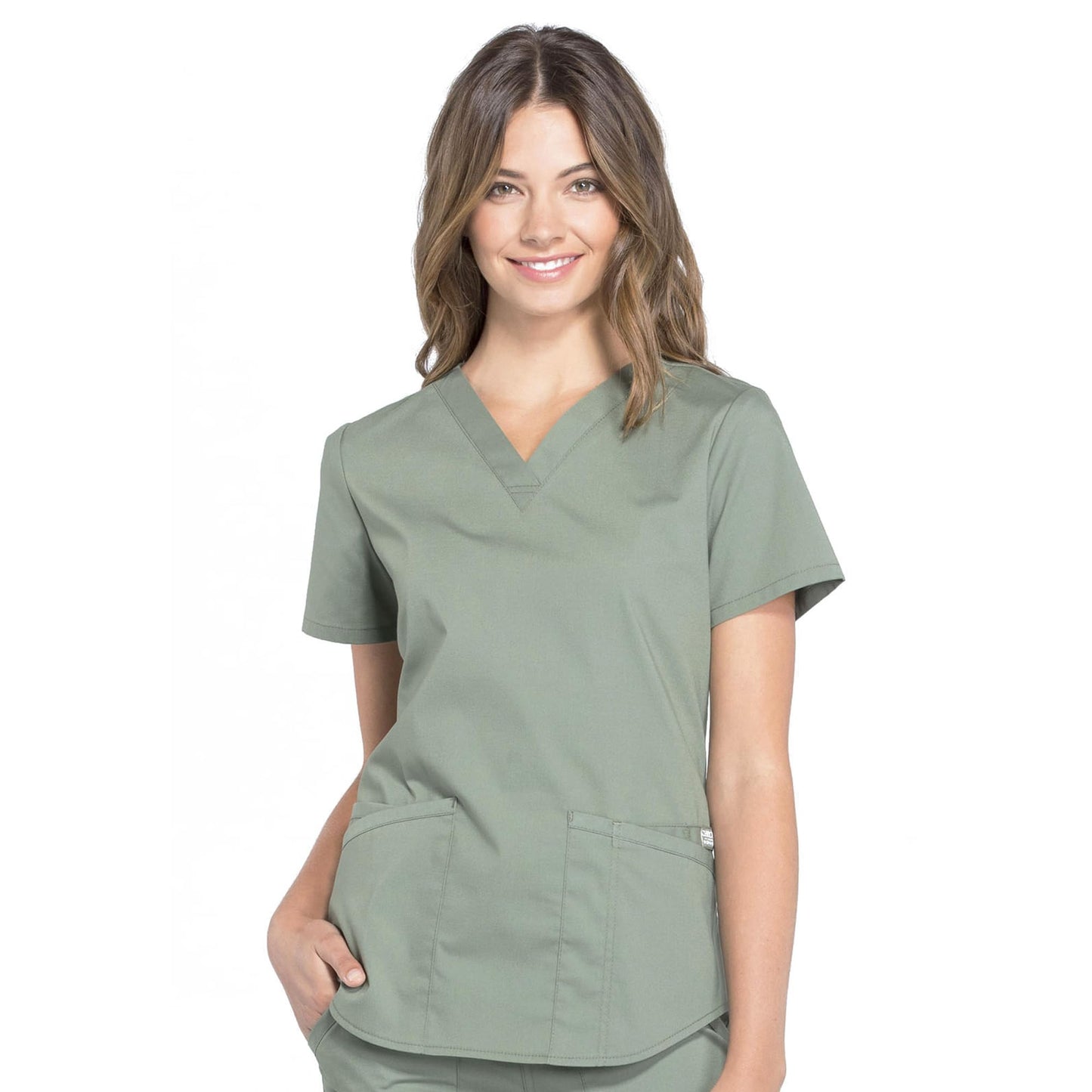 CHEROKEE Workwear Professionals Women Scrubs Top V-Neck Plus Size WW665, 3XL, Eggplant (Copy)