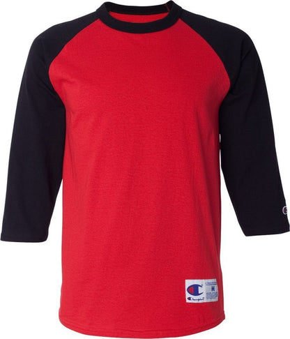 Champion Raglan Baseball T-Shirt, Scarlet/Black, S