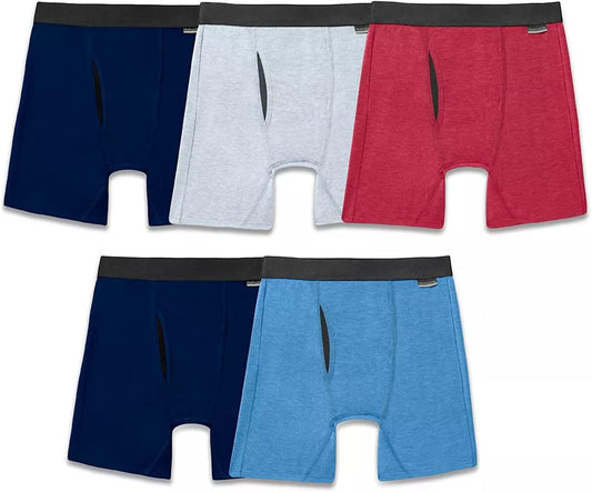 Men's Fruit of the Loom Essentials 5-Pack True Comfort Boxer Briefs Multicolor