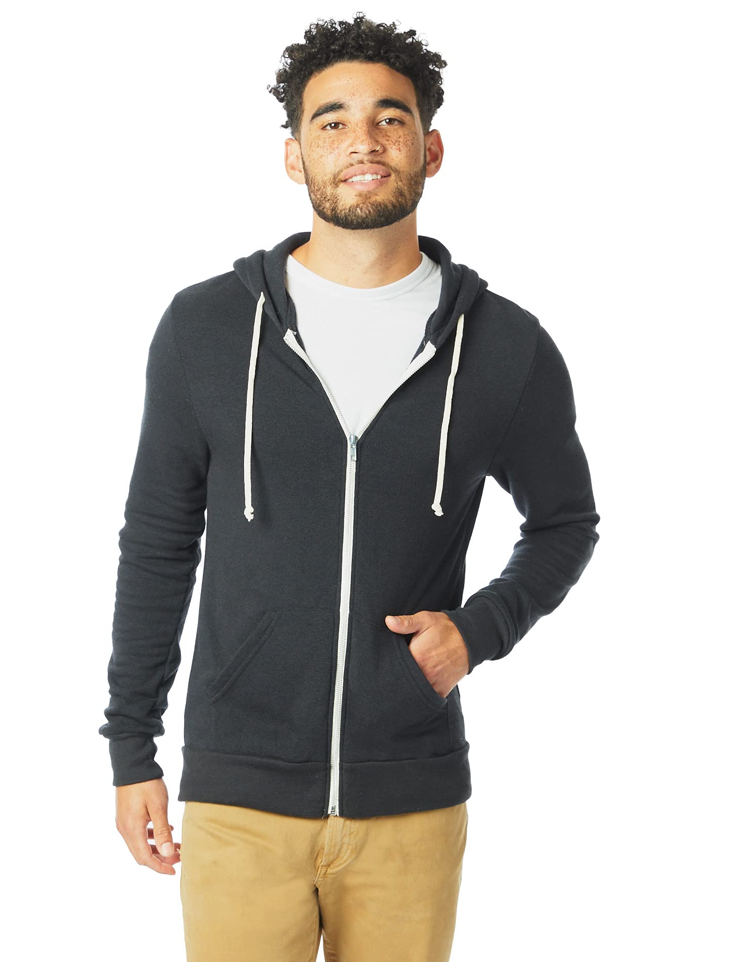 Alternative Men's Rocky Fleece Zip Hoodie, Eco True Black, X-Large