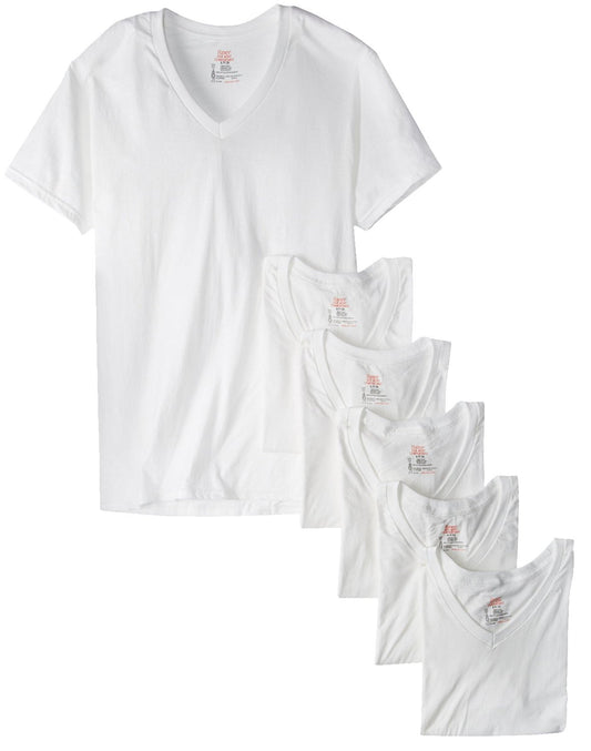 Hanes Men's 6 Pack Ultimate FreshIQ V-Neck T-Shirt (XX-Large, White)