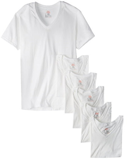 Hanes Men's 6 Pack Ultimate FreshIQ V-Neck T-Shirt (XX-Large, White)
