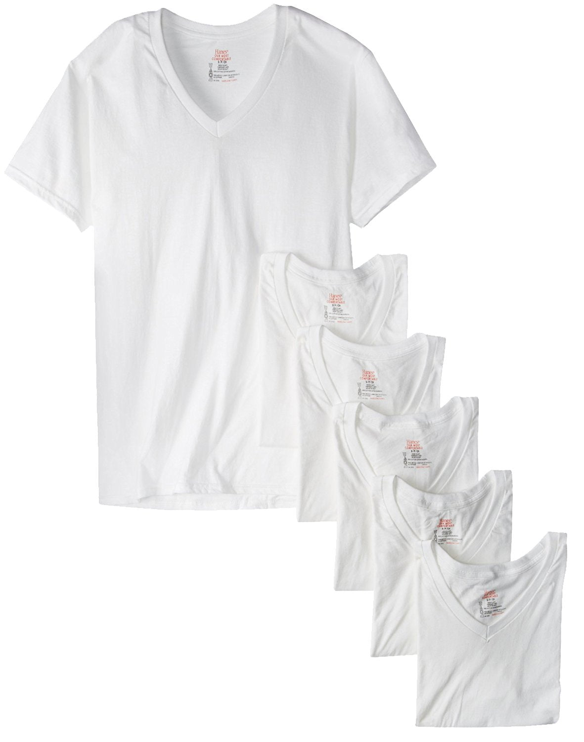 Hanes Men's 6 Pack Ultimate FreshIQ V-Neck T-Shirt (XX-Large, White)